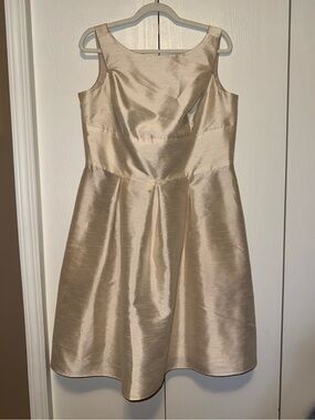 Alfred Sung D448 Champagne A-Line Midi Sleeveless Cocktail Dress